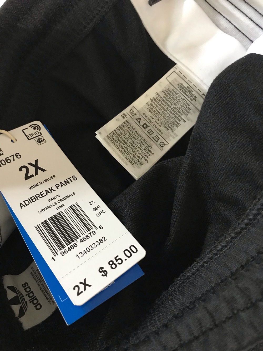 Adidas Women Adibreak Track Pants Black and White Snap-Trim Size 2X - Picture 6 of 8
